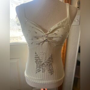 Cream Sequin Butterfly Tank